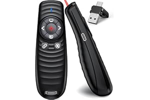 FANXIEAST 2-in-1 USB Type C Wireless Presentation Clicker 2.4GHz Clicker for Powerpoint Presentations,Presentation Clicker with Volume Control & Hyperlink,Slide Clicker Pointer for Classroom Mac Laptop Computer