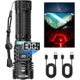 Rechargeable Flashlights High Lumens, EDC Flashlights 1 Pack with COB & Red Lights