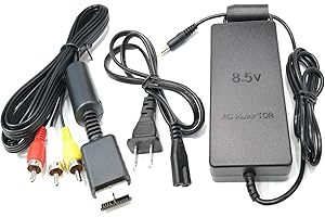 Power Supply and AV Cable for PS2,AC Adapter Charger Cable Cord and AV Cable Compatible with PS2 Slim A/C 70000 Console