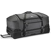 High Sierra 34” Wheeled Rolling Duffle Bag, Lightweight and Durable Weekender Travel Duffle bag with Recessed telescoping pull handle, 89L Capacity, Black
