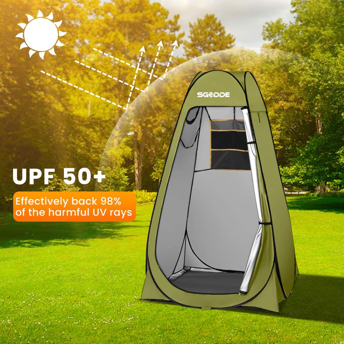 SGODDE Pop Up Privacy Shower Tent,Instant Portable Outdoor Shower Tent Camp Toilet, Changing Room, Rain Shelter with Carry Bag for Camping Hiking Beach Toilet Shower Bathroom Green: Sports & Outdoors