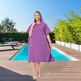 MOKANI Changing Robe Towel Poncho Microfiber with Hood Purple view 2