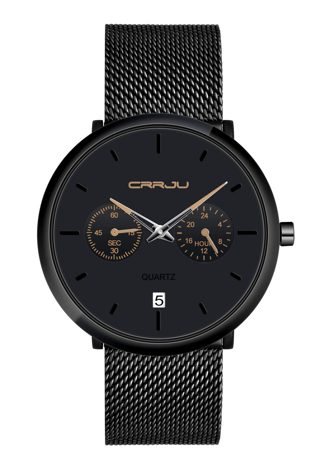 MicLee Men's Boy's Wrist Watches, Quartz Watch, Business Watch, Student Casual Watch, Alloy Watch with Calendar, Mineral Glass dial Window, Stainless Steel mesh Band