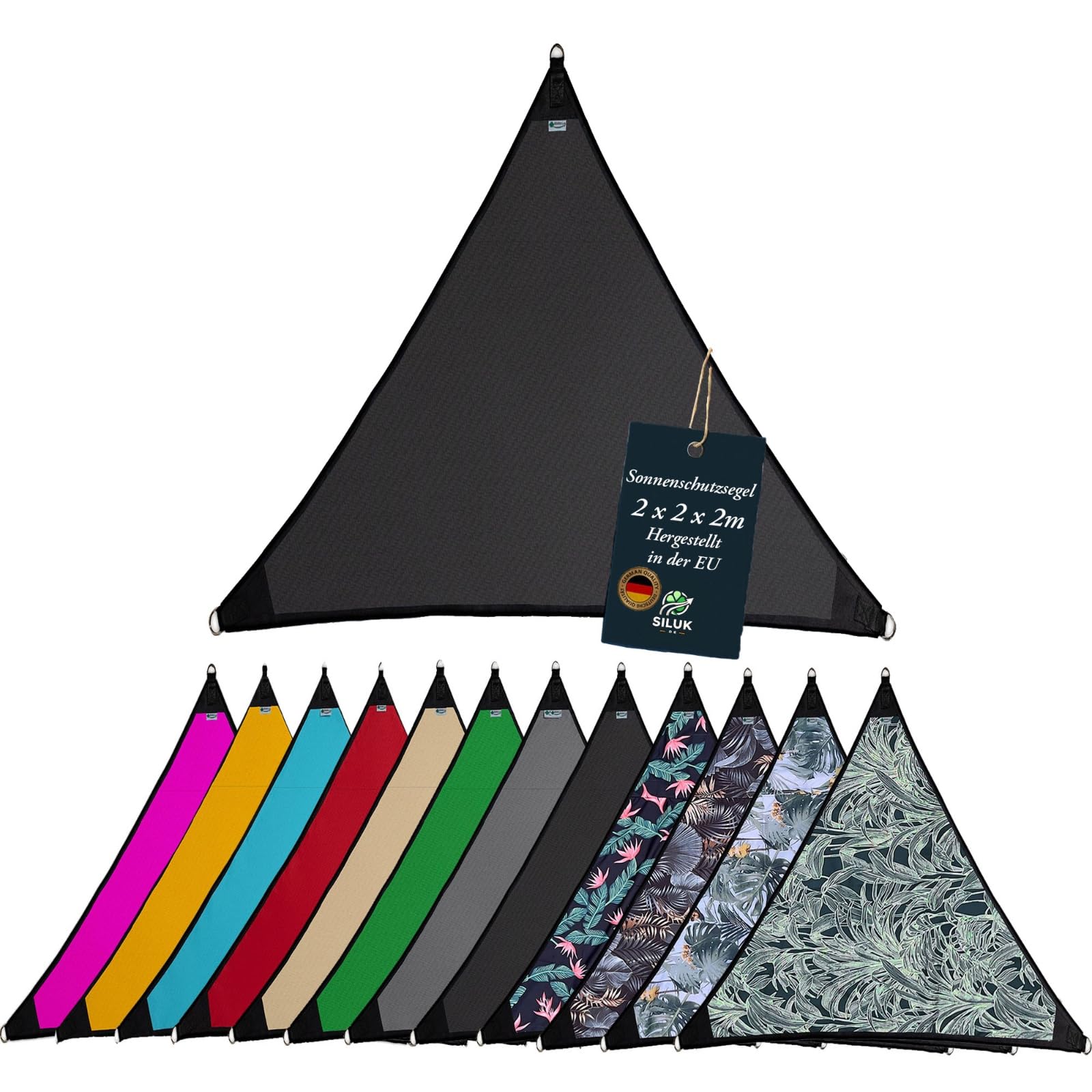 freigarten.de Shade Sail, 2m x 2m, Anthracite, Waterproof Sun Protection, Oxford 200 g/m2, Water Resistant, Tie Installation, Outdoor Sun Protection