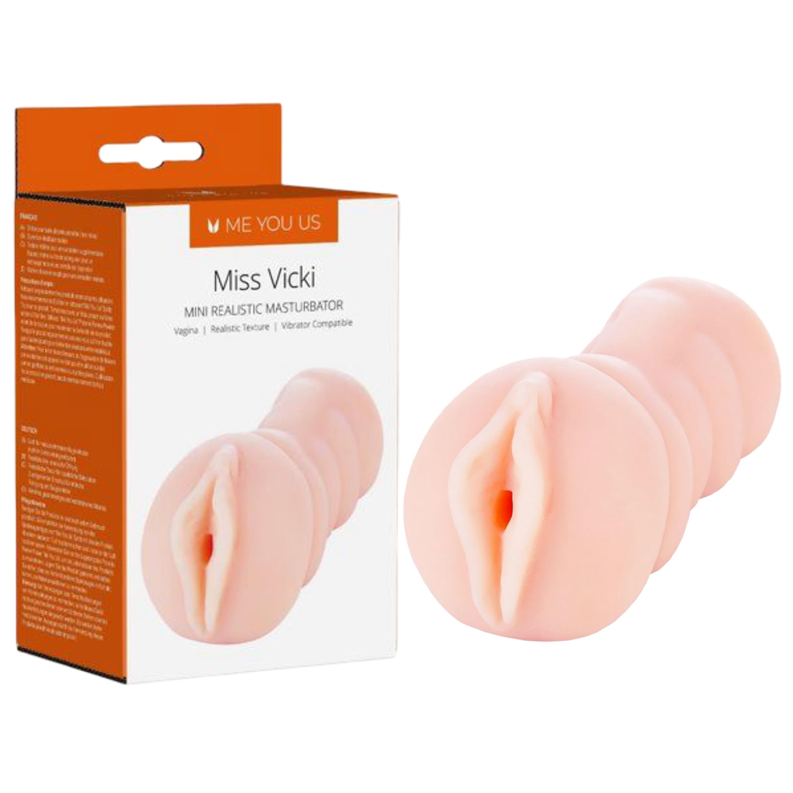 Me You Us – Vicki Realistic Masturbator | Ultra-Realistic Male Stroker with Textured Tunnel | Bullet Vibrator Compatible | Lifelike Pleasure Toy