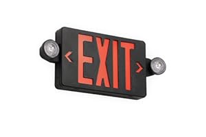 TANLUX Black Exit Sign with Emergency Lights, LED Emergency Exit Light with Battery Backup, UL Listed, AC 120/277V, Commercial Emergency Lights Combo for Business - 1 Pack
