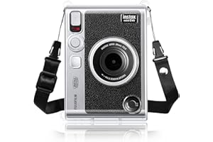 Rieibi Clear Protective Case for Fujifilm Instax Mini Evo Instant Camera - Hard Carrying Case Cover with Shoulder Strap