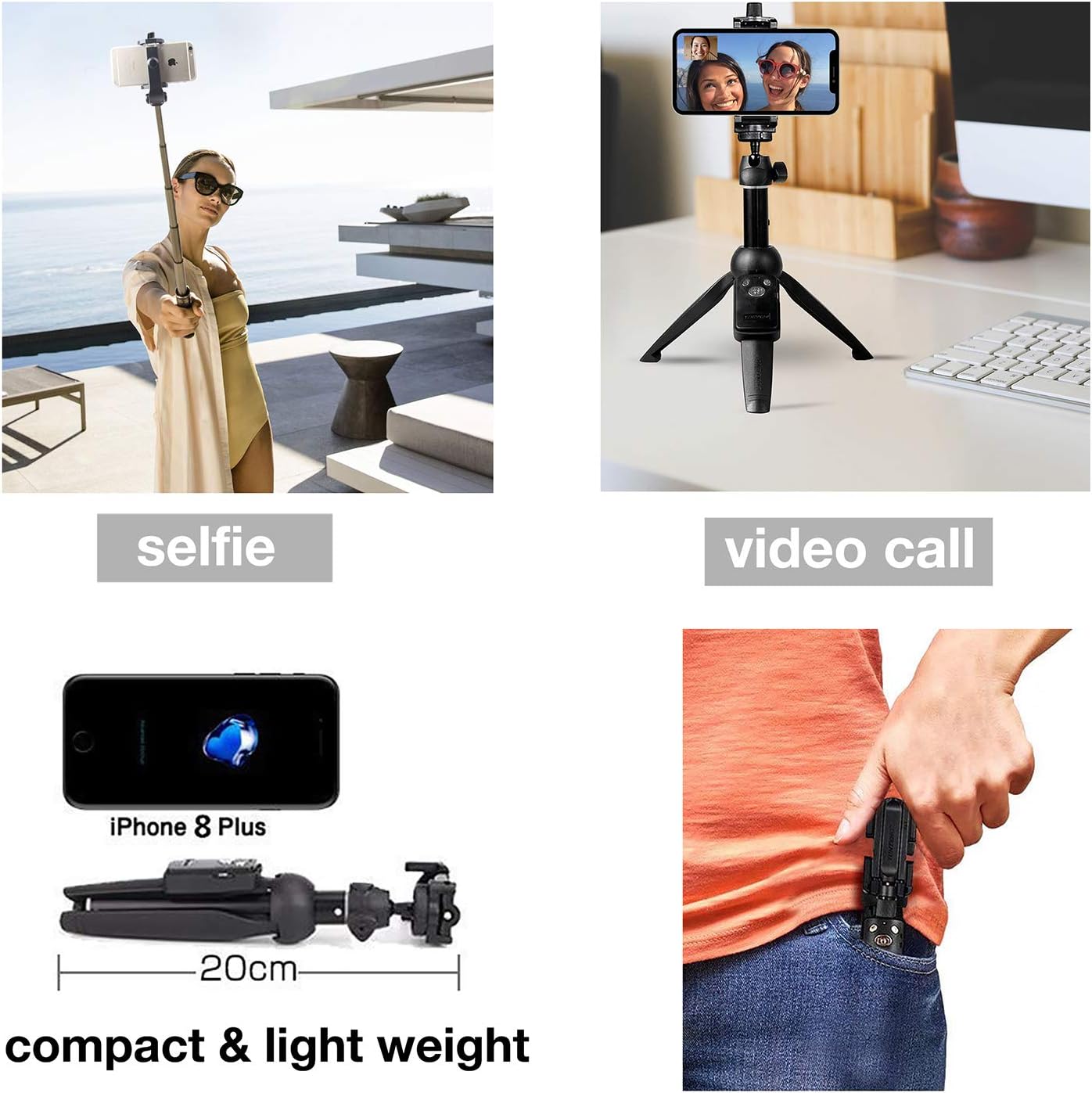 Bluehorn All in one Portable 40 Inch Aluminum Alloy Selfie Stick Phone Tripod with Wireless Remote Shutter for iPhone 12 11 pro Xs Max Xr X 8 7 6 Plus, Android Samsung Smartphone Vlogging Live Stream: Camera & Photo