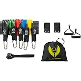 Resistance Bands Set, Exercise Bands with Handles, Door Anchor, Ankle Straps and Carry Bag, Indoor Outdoor Fitness