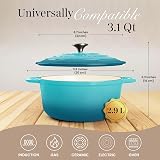 Nuovva Enamelled Cast Iron Dutch Oven 3.1 Qt Teal with Lid 22cm view 2