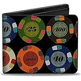 Buckle-Down Men's PU Bifold Wallet-Poker Chips 1, Multicolor, 4.0" x 3.5"