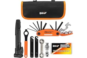 XCH ROBOTS Bicycle Repair Bag With Tire Pump, Portable Tool Kit for Camping Travel - Bike Glueless Patches, Maintenance Essentials All in One Safety Kit