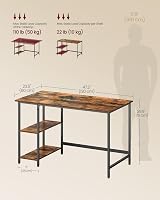 VASAGLE Computer Desk 120x60 cm with Left/Right Shelves Industrial Rustic Brown view 6