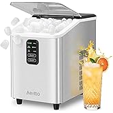 Aeitto Ice Maker Countertop 26lbs/24H, Ice Machine 8 Ice Cubes Ready in 6 Mins, 2 Sizes of Bullet Ice Portable Ice Makers with Basket & Scoop, Auto Self-Cleaning for Home/Kitchen/Office Stainless