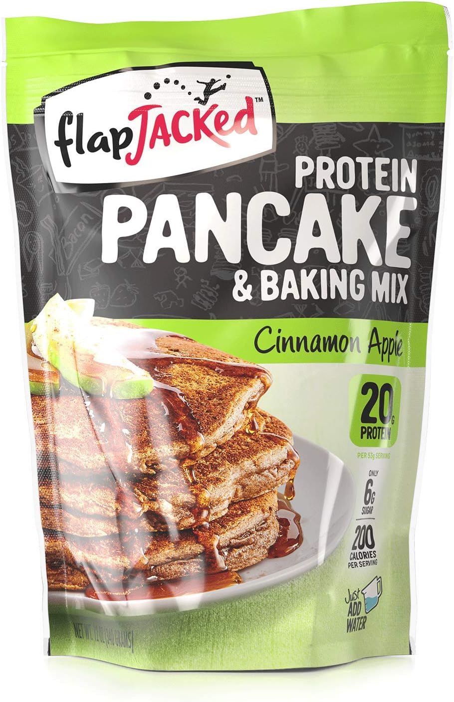 FlapJacked Protein Pancake & Baking Mix, Cinnamon Apple, 12oz