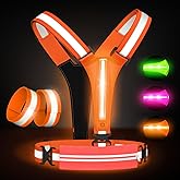 LED Reflective Vest Running Gear Set,USB Rechargeable Light Up Running Vest for Runners Night Walking with Waterproof Phone Bag,High Visibility Armband,Adjustable Waist&Shoulder for Men Women