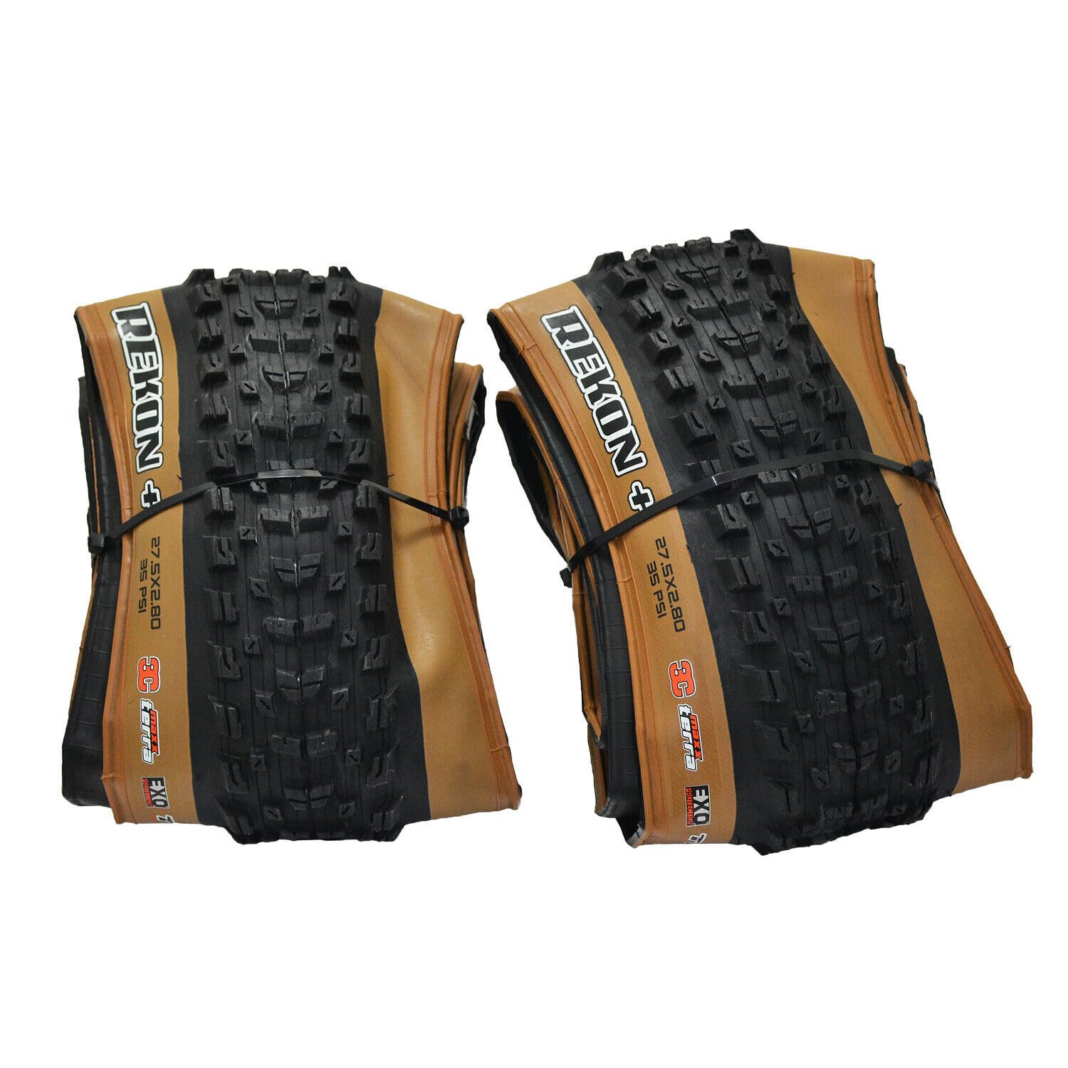 Maxxis REKON Plus MTB Folding Tire TR EXO 3C MaxxTerra 27.5x2.80 Tire, Tanwall, MX2810