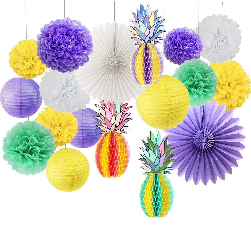 Galleon 18pcs Hanging Party Paper Fans Pineapple Pom Pom Balls