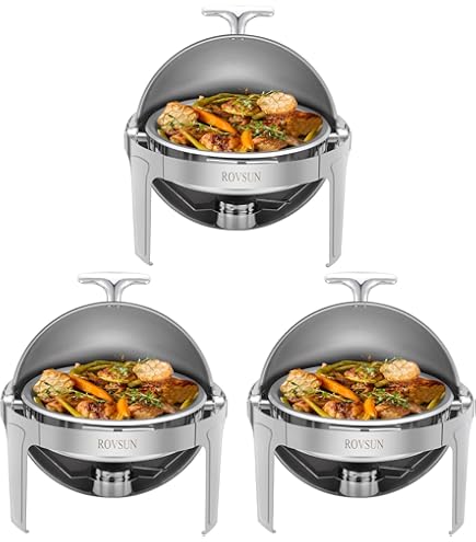 Scaldavivande SucceBuy Set Da Buffet Rotondo Da 4.7 Litri  Teglia Grande Acciaio Inox