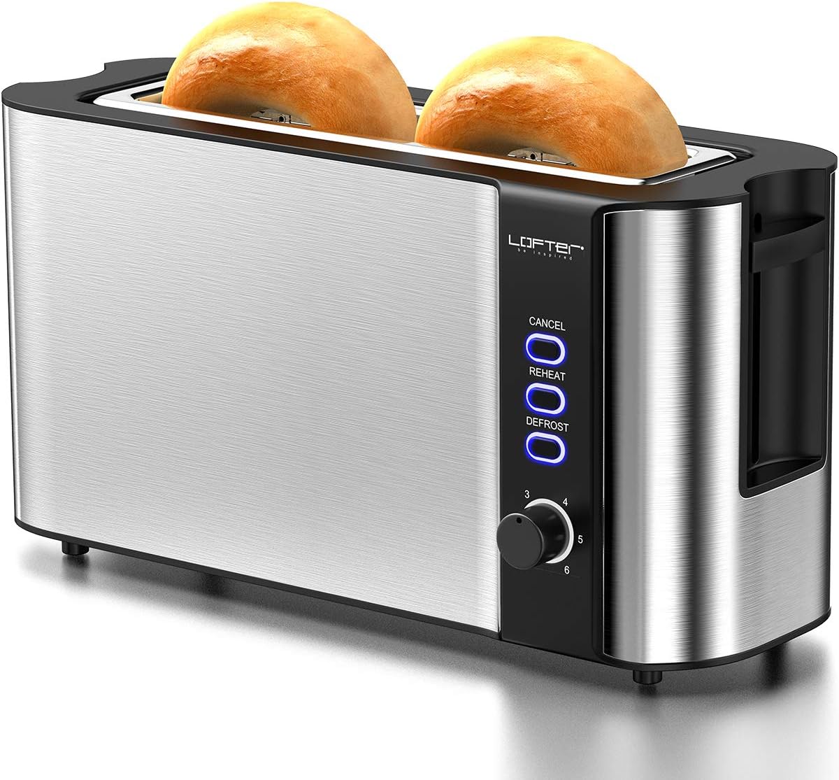 Long Slot Toaster, 2 Slice Toaster Best Rated Prime with Warming Rack, 1.7'' Extra Wide Slots Stainless Steel Bread Toasters, 6 Bread Shade Settings, Defrost/Reheat/Cancel Function, Removable Crumb Tray, 1000W, Silver
