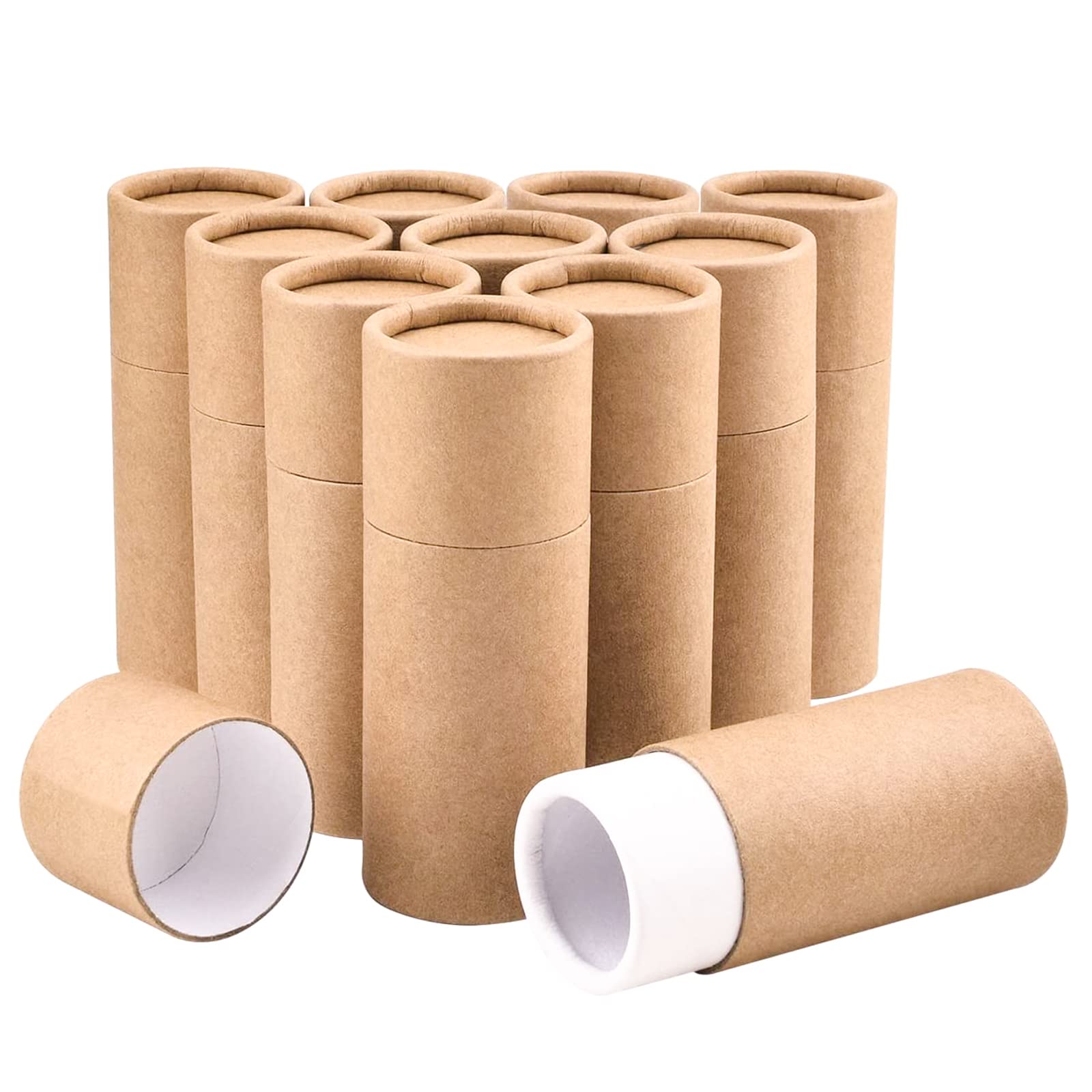 WANDIC Kraft Paperboard Tubes, 10Pcs Round Kraft Paper Containers for Tea Coffee Crafts Gift Packaging, Non-Push (20ml)