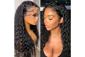Wingirl 180 Density 13x4 HD Lace Front Wigs Human Hair Pre Plucked with Baby Hair Transparent Glueless Brazilian Deep Wave Frontal Wigs for Women Natural Black Color