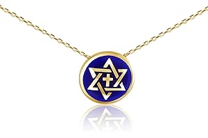 ALEF BET BY PAULA Cross and Jewish Star of David Necklace for Women