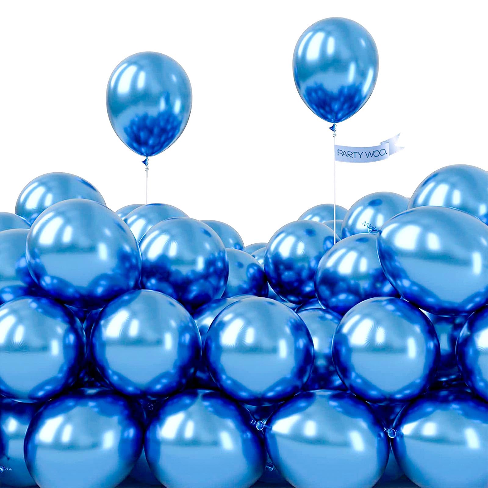 Photo 1 of PartyWoo Metallic Blue Balloons 100pcs 5 Inch Small Mini Chrome Blue Latex Balloons for Graduation Wedding Baby Shower Engagement Baby Shower Wedding Bachelorette Birthday Party Decorations Blue-G106
