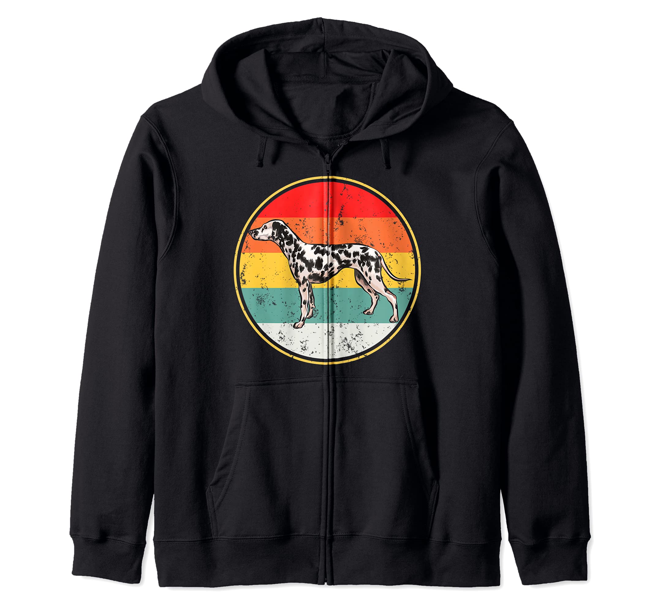 Vintage Retro Sunset Dalmatian Dog Zip Hoodie
