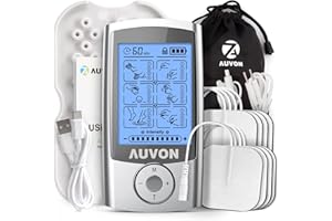 AUVON Rechargeable TENS Machine, 24 Modes 4th Gen TENS Unit Muscle Stimulator with 8pcs 2"x2" Premium Electrode Pads for Pain