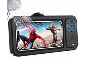 Fanlory Shower Phone Holder with Wireless Bluetooth Speaker, Waterproof 480 Rotation Viewable Shower Phone Stand Case Mount Speakers for Bathroom Wall Mirro for 4"- 6.8" Cell Phones