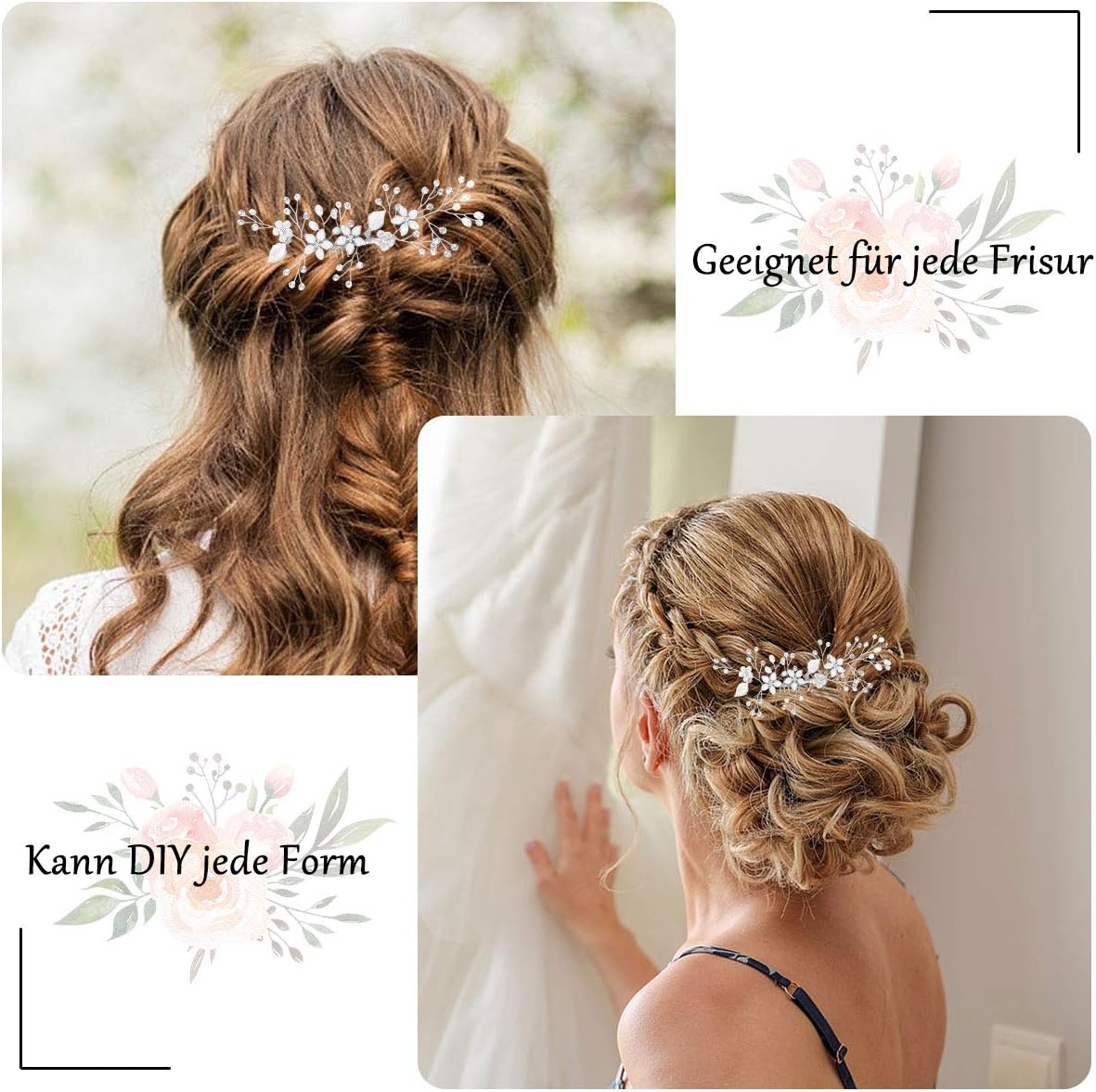 Amazon ヘアアクセサリー Hamistヘアピン ヘアクリップ 髪飾り ヘアアレンジ ヘッドドレス 髪留め 前髪クリップ 枝 モチーフ 結婚式 卒業式 入学式 ウェディング パーティー ダンス 和装 大人 手作り シンプル 月 ラウンド 編み込み レディース 子供大人兼用 タイプ4