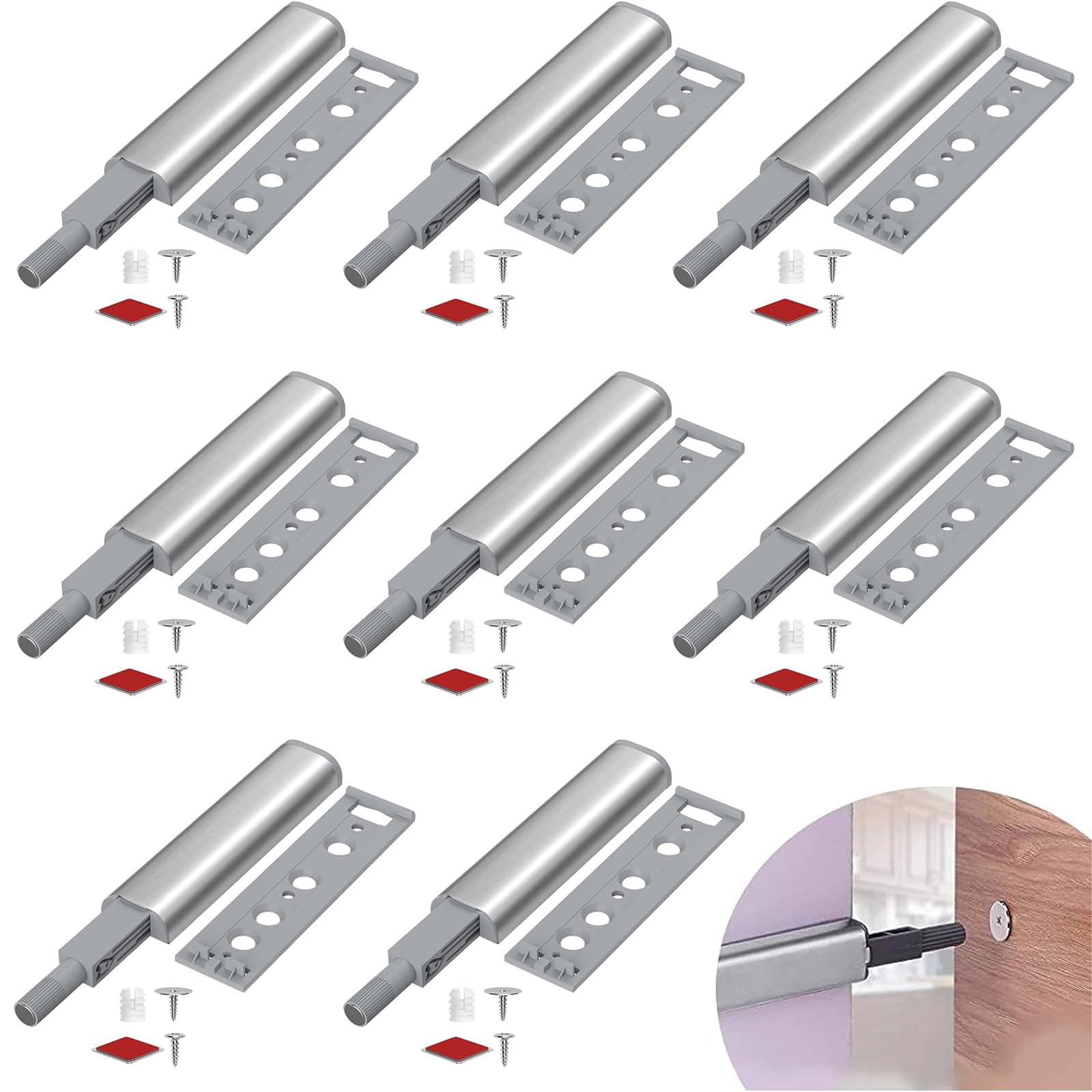 Pack of 8 Pressure Door Cabinet Door Damper Magnetic Anti-Collision Door Opener Damping Buffer Kitchen Cabinet Pressure Lock Door Catch Magnetic Lock Cabinet Door