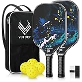 Pickleball Paddles Set of 2/4, USAPA Approved Carbon Fiber Surface Pickle Ball Set - 14mm PP Honeycomb Core of Lightweight Pickleball Rackets -Suitable for Beginners' Training and Game（Blue）