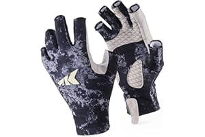 KastKing La Sal Fishing Gloves UPF50+ Sun Gloves UV Protection Fingerless Gloves Men Women for Outdoor, Kayaking, Rowing, Paddling, Canoeing, Hunting
