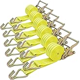 Bolvixor 6 Pack 2" x 15' Heavy Duty Ratchet Straps - 4500LBS Break Strength - Tie Down Straps with J-Hooks for Trucks, Trailers, Motorcycles, and Cargo(Yellow)