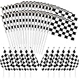 30Pcs Checkered Black and White Racing Stick Flag Small Mini Hand Held Race Car Flags Party Decorations