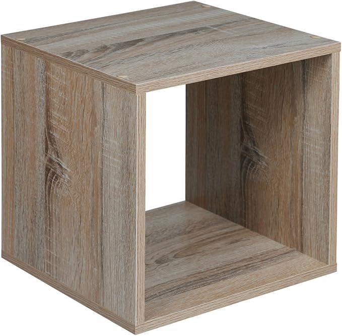 Elitezotec SQUARE WOODEN BOOKCASE BOOKSHELF ANTIQUE OAK CUBE STORAGE