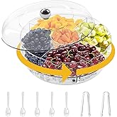 Ice Chilled Serving Tray, 10in Transparent Ice Chilled Condiment Caddy 4 Compartments Chilled Serving Platters Rotate Chilled