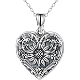 SOULMEET Personalized Silver Locket Necklace That Holds Pictures Photo Keep Someone Near to You, Memorial Custom Lockets Necklaces Letters Engraving for His Her