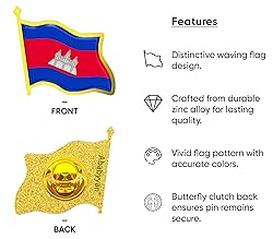 Cambodia Flag Lapel Pin - Enamel Metal National