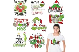 TEZOCR 9 Sheets Christmas Iron on Vinyl Transfers Stickers Christmas Heat Transfer Vinyl Design Winter Xmas Christmas Iron on Decals for T Shirts Clothes Pillow DIY Winter Christmas Iron on Vinyl Stickers