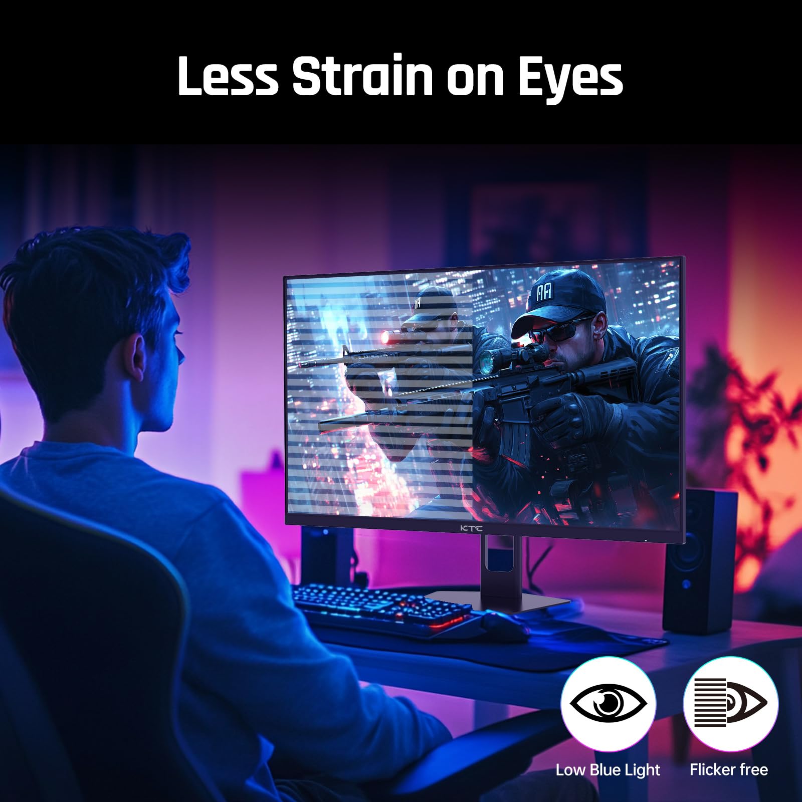 KTC 27'' 280Hz 240Hz Gaming Monitor 1ms GTG 350nits Fast VA 1080P Tilt 126% sRGB Adaptive Sync 4000:1 Contrast Ratio HDR DisplayPort 1.4/HDMI 2.0 VESA