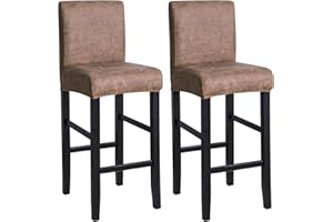 FORCHEER Bar Stool Chair Cover with Backs Set of 2 Leather Looking Barstool Slipcover for Short Back Counter Chairs Removable Washable (2PC,Camel)