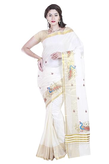 selvamani tex cotton kerala kasavu zari saree with running blouse