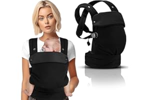 QETRABONE Baby Carrier Newborn to Toddler - Ergonomic Baby Holder 7-45lbs, Cozy Baby Wrap Carrier Infant Carrier Front and Back Baby Carry Backpack, Adjustable Neck Support, Ideal for Hands-Free Parenting,Black