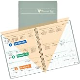 Planner Pad Spiral Bound July 2026 &ndash; June 2027 / Academic Year 8 1/2" x 11" Large 3-Tier Funnel Down 12 Month/Weekly Organizer, Greenish Grey Cover/Soft Green Ink