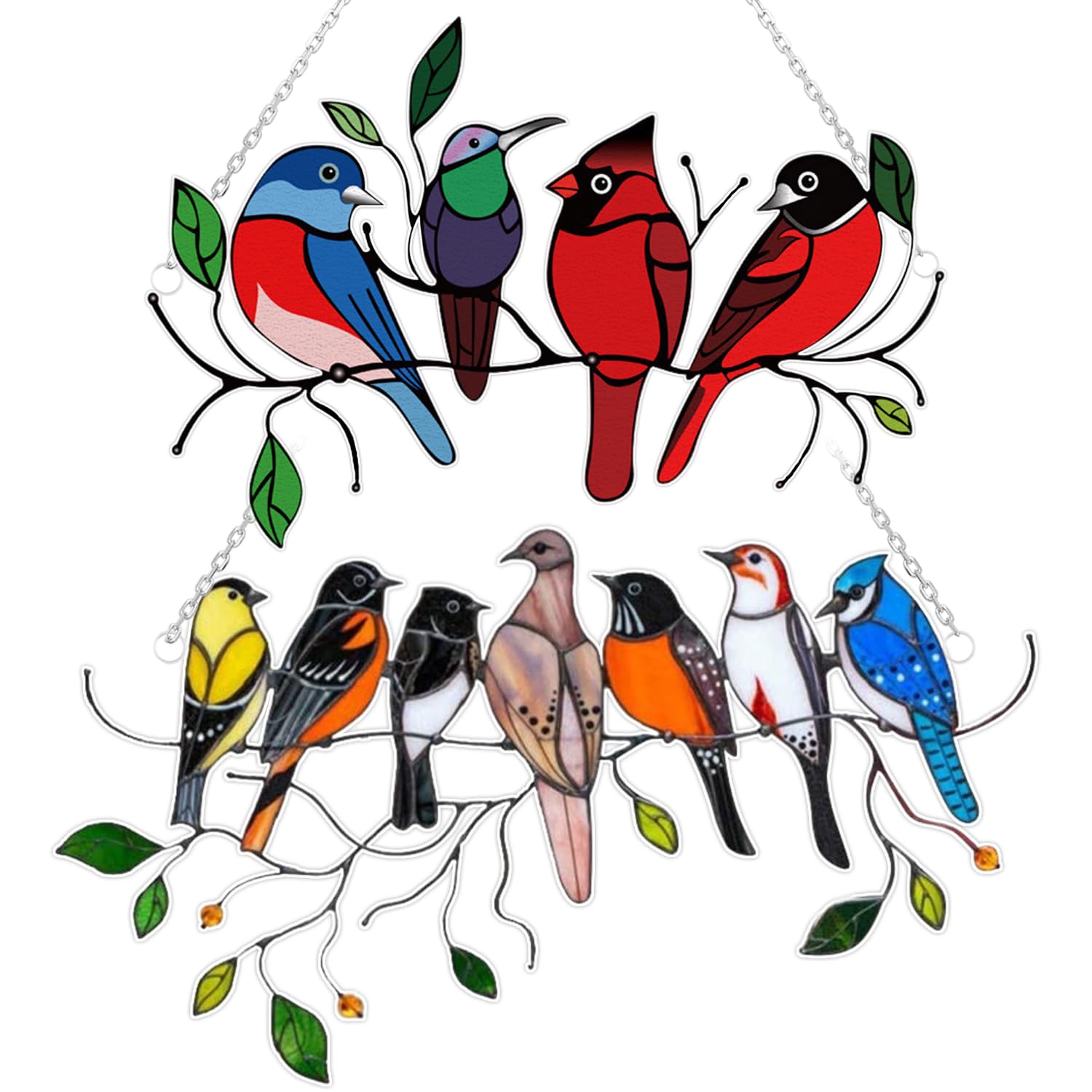 USHXVG Acrylic Bird Hanging Ornament for Home Garden Yard - Outdoor Retro Flock of Birds Art Pendant Decoration