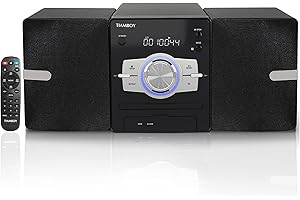 TIAMBOY Home CD Stereo Shelf System, 30W RMS Micro Component System with CD Player, FM Radio, Bluetooth, AUX in/USB in, Earphone Jack, Remote Control, DSP-Tech (TB-818)