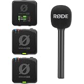 Rode Wireless Pro Wireless Microphone System Bundle with Interview GO Black Handheld Adaptor &mdash; 32-bit Float Timecode Wireless Mic Kit for Mobile Journalism, Reporting, Solo Interviews, Newsgathering